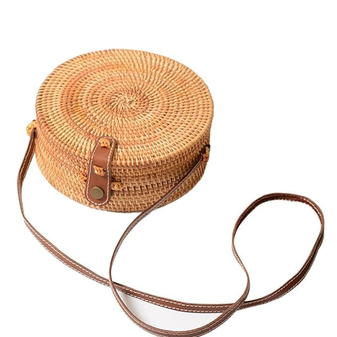 Bohemian Manual Rattan Woven Handmade Round Cutout Beach Bag Retro Woven Circular Straw Braided B... | Amazon (CA)