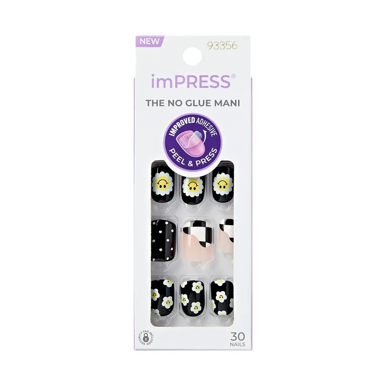 KISS imPRESS no glue needed press on nails, design, pandora, neutral, short squoval, 30 count | Walmart (US)
