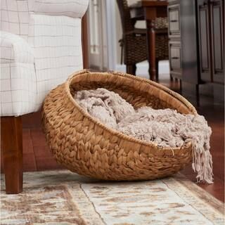 HOUSEHOLD ESSENTIALS Round Woven Wicker Basket with Handles-ML-4007 - The Home Depot | The Home Depot