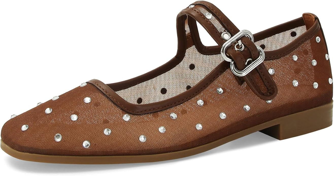 DOEYG for Women Ballet Flats Mary Jane Flats Ballerina Shoes Leopard Animal Print | Amazon (US)