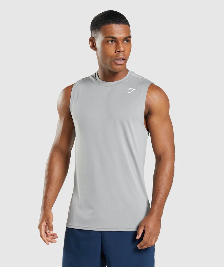 Gymshark Arrival Sleeveless T-Shirt - Smokey Grey | Gymshark US