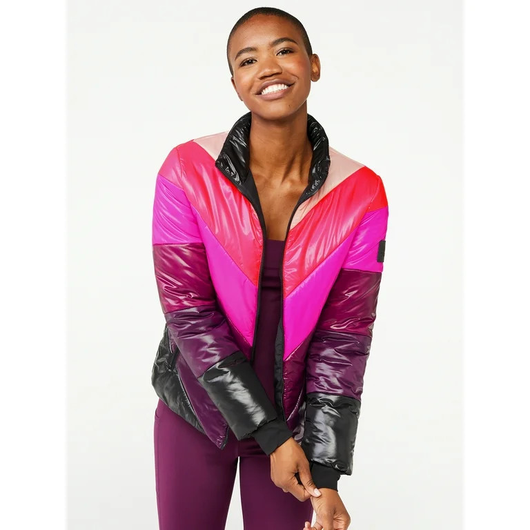 Love & Sports Women's Quilted Chevron Puffer Jacket - Walmart.com | Walmart (US)
