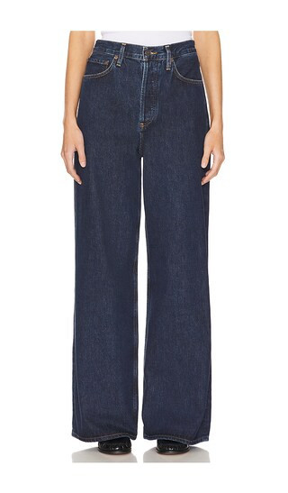 AGOLDE Dame High Rise Wide Leg Jeans in Denim-Dark. - size 27 | Revolve Clothing (Global)
