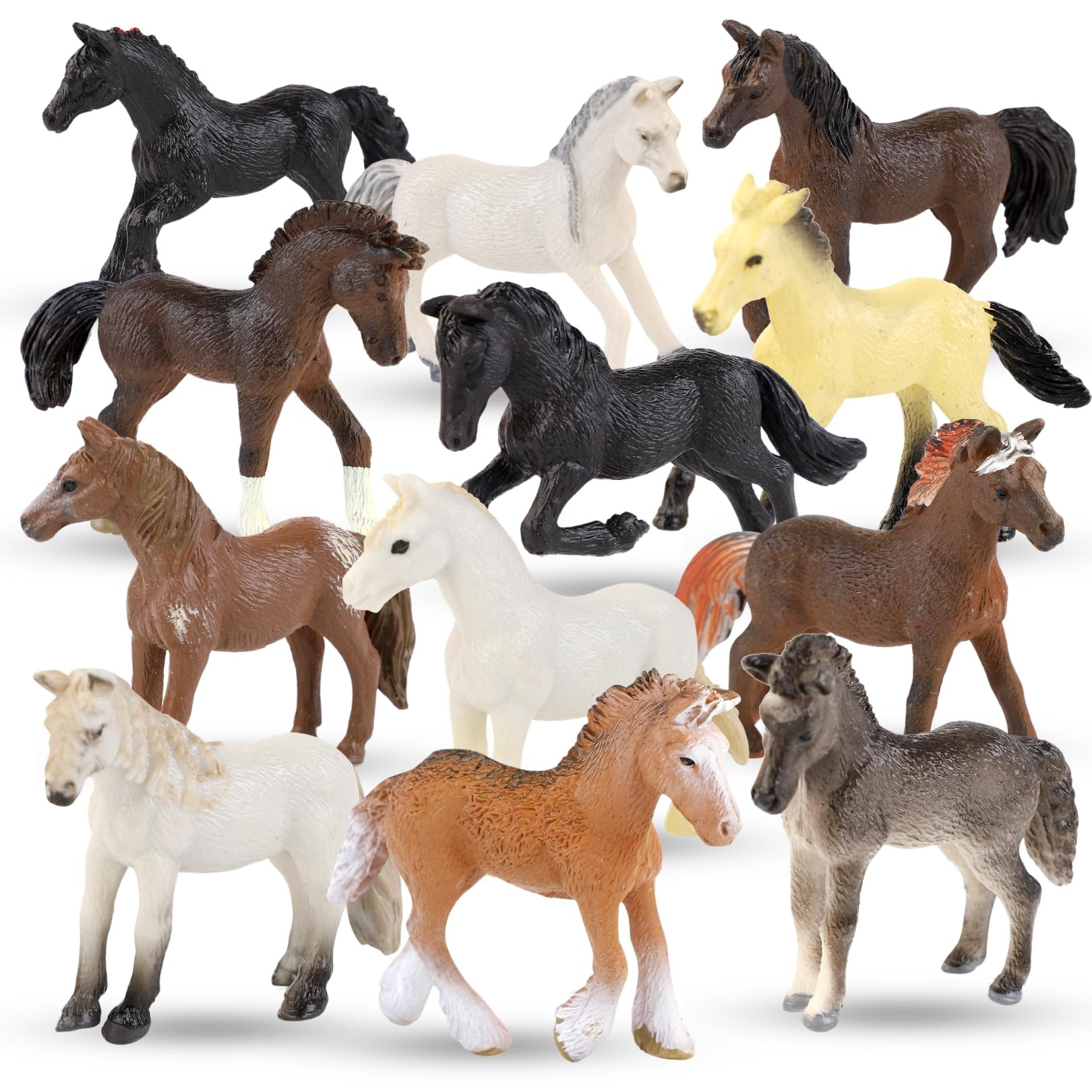 Liberty Imports 12 Pcs Deluxe Plastic Horse Figure Toy Set for Kids - Realistic Miniature Toy Pon... | Amazon (US)
