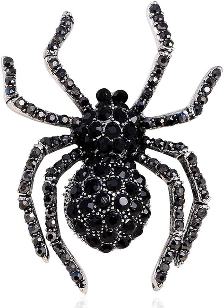 SELOVO Spider Black Crystal Rhinestone Brooch Pin Antique Silver Tone | Amazon (US)