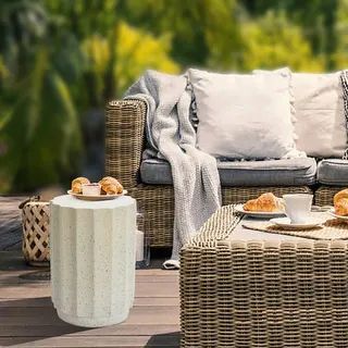 Round Cement Side and End Table, Outdoors & Indoors - Off White/Grey | Bed Bath & Beyond