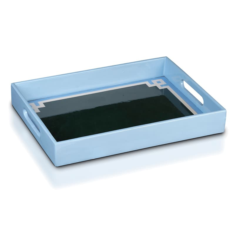 Green and Blue Lacquer Tray, 15x11 | At Home