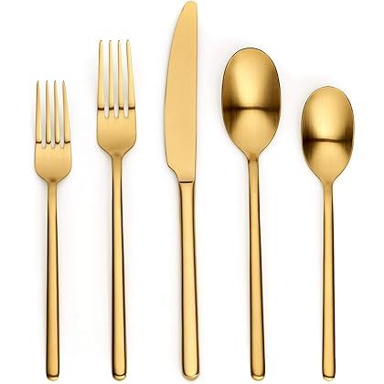 Ornative Jayden 20-Piece Flatware Set For 4,Gold Silverware Set For 4, Include Knifes, Forks, Spoons | Amazon (US)