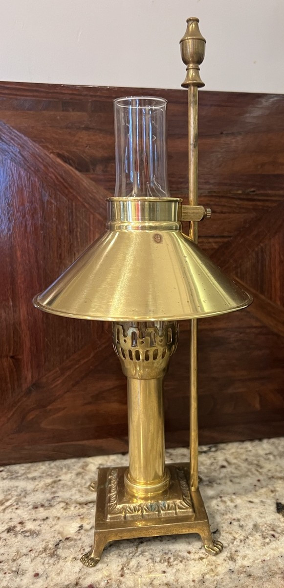 Vintage Brass Candlestick “Lamp”  Adjustable Brass Shade With Rod Taiwan | eBay US