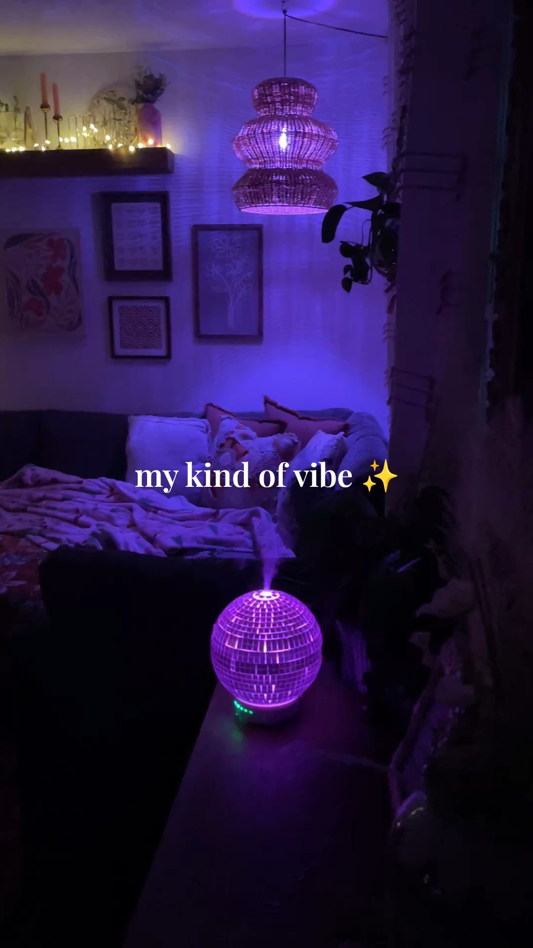 Moody nights + cozy vibes ✨ Boho lamp glow, string light magic, and a disco ball sparkle 🌙🪩 #LTKhome #CozyVibes #BohoLivingRoom #HomeDecorInspo #MoodyDecor #LTKdecor

#LTKHome