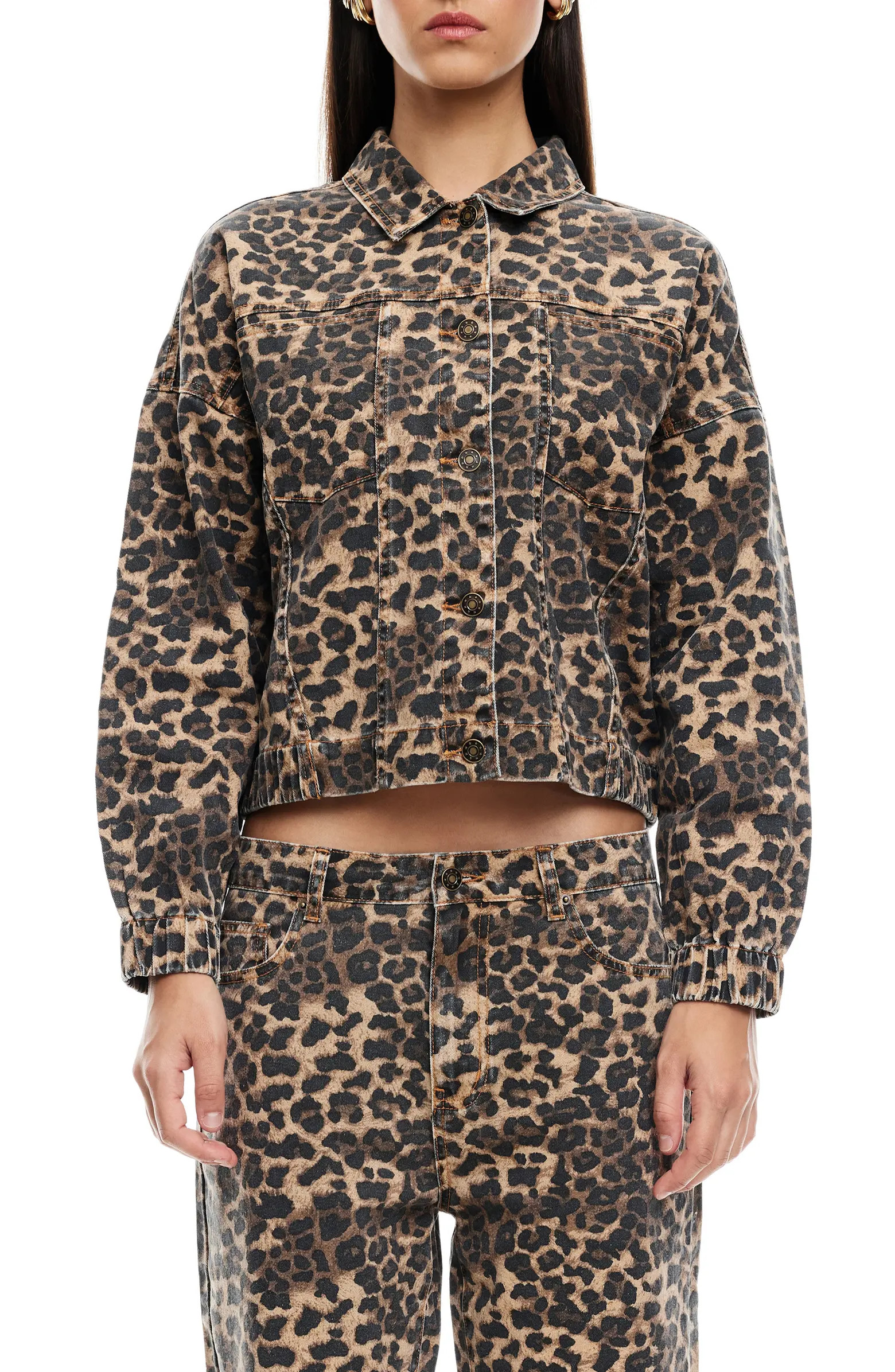 Carmela Leopard Print Denim Jacket | Nordstrom Rack