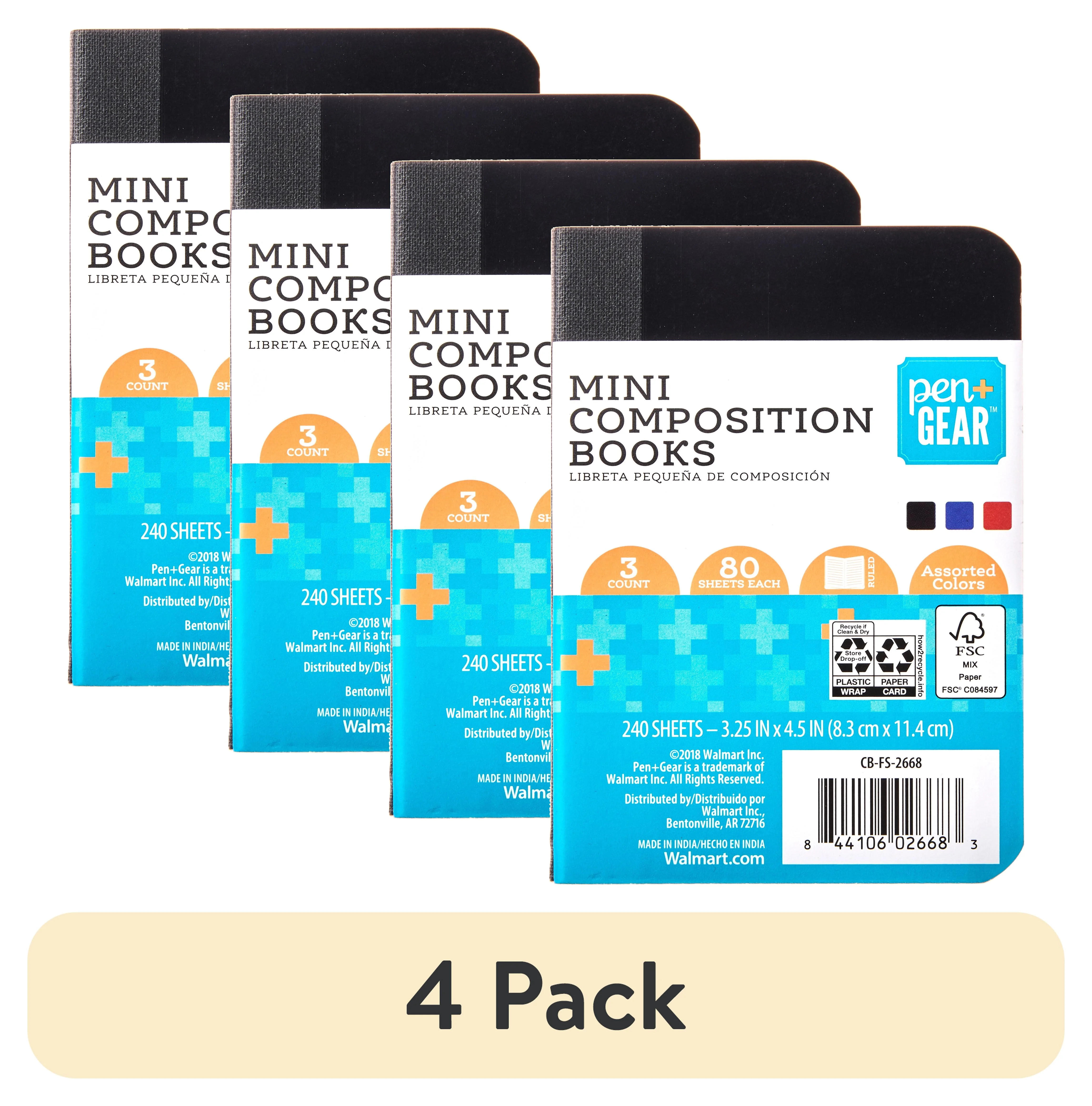 (4 pack) Pen+Gear Ruled Mini Composition Books, 3.25 in x 4.5 in, Assorted Colors, 80 Sheets, 3 P... | Walmart (US)