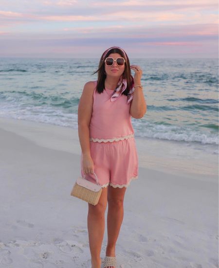 Ric rac detail
Two piece set
30A Mama
Gucci sunglasses 
Vacation outfit pink style  

#LTKmidsize #LTKover40 #LTKtravel