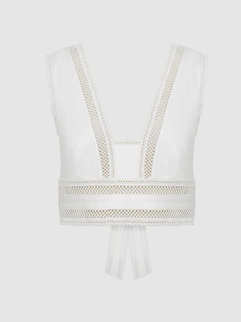 Reiss White Ivy Lace Crop Top | Reiss (UK)