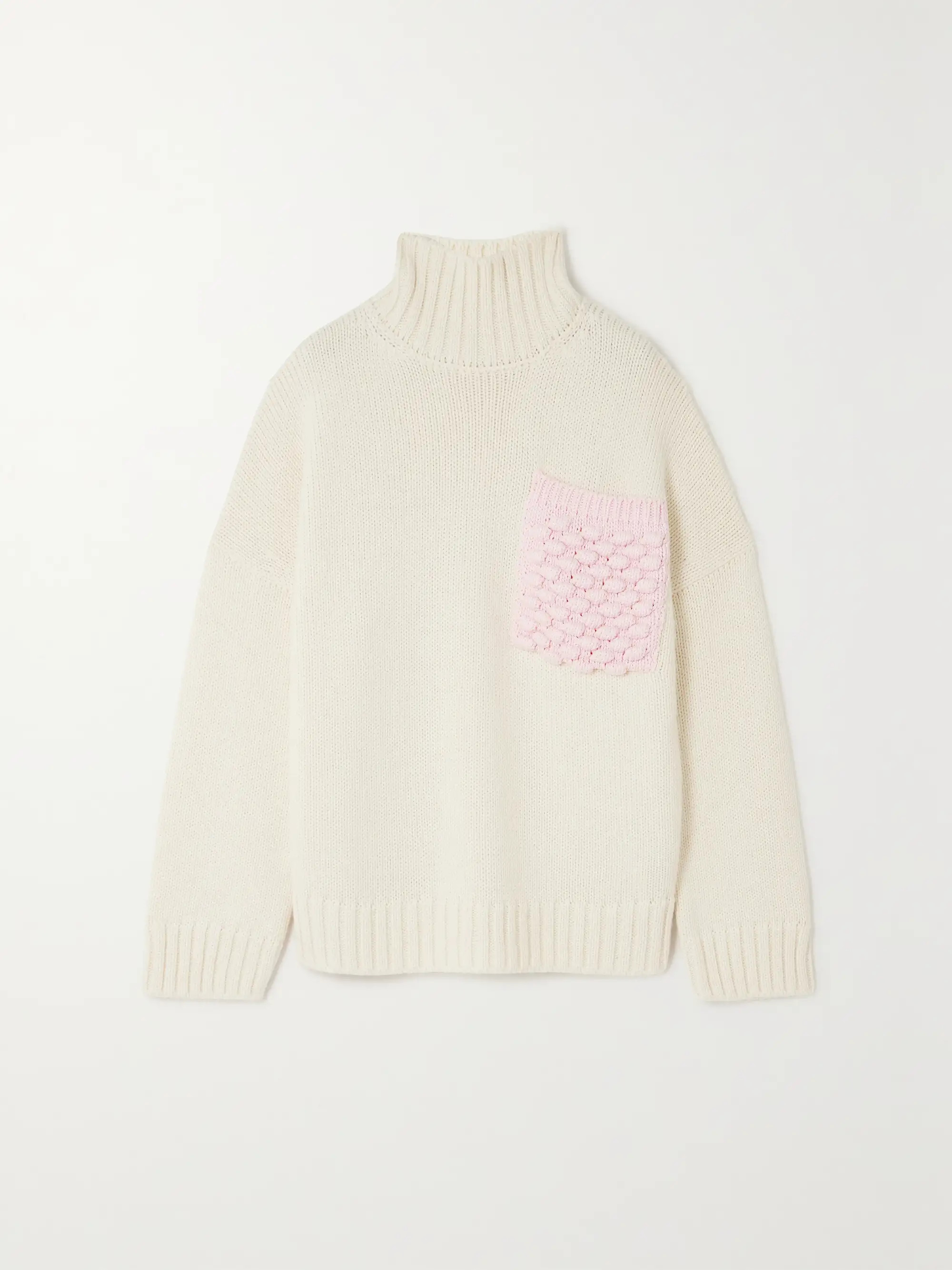 Oversized cotton-paneled knitted turtleneck sweater | NET-A-PORTER (US)