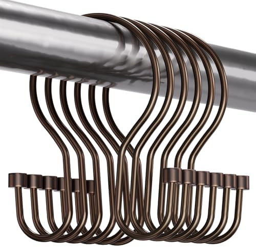 Bathway Shower Curtain Hooks Bronze Shower Curtain Rings with Cylindrical Design, 12Pcs Metal Sho... | Amazon (US)