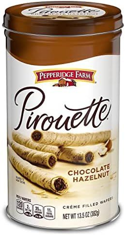 Pepperidge Farm Pirouette Cookies, Chocolate Hazelnut Crème Filled Wafers, 13.5 oz. Tin | Amazon (US)