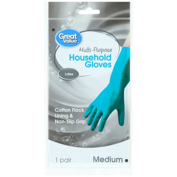 Great Value BPA-Free Latex Multipurpose Reusable Household Gloves, Teal, Medium - Walmart.com | Walmart (US)