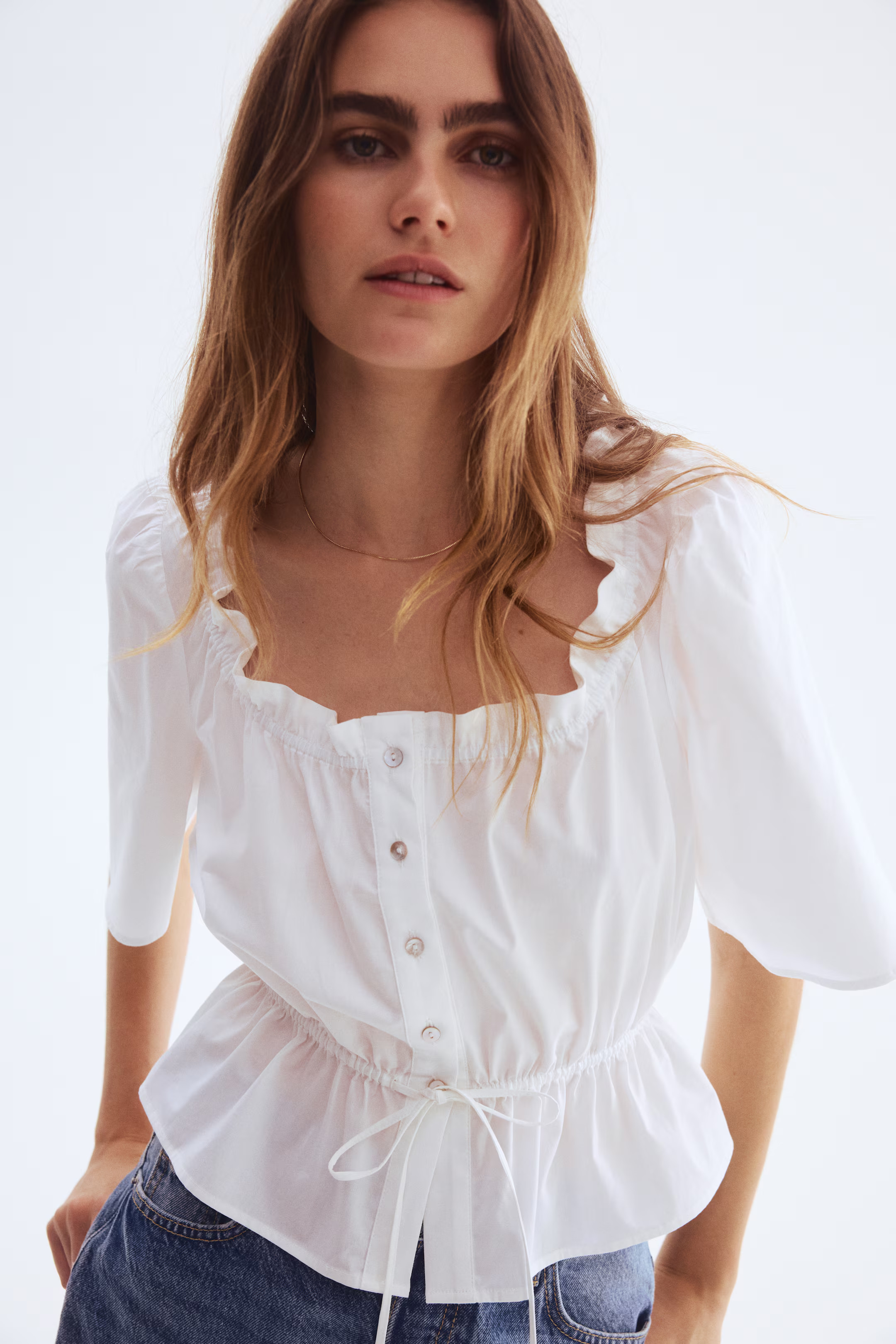 Ruffle-Trimmed Cotton Blouse | H&M (US + CA)
