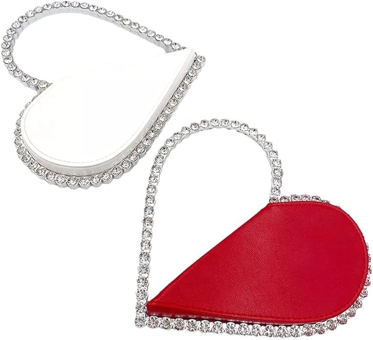 Cute Mini Heart Shape Evening Clutch Bag, Rhinestone Diamond Frame Wedding Party Purse Handbag fo... | Amazon (US)
