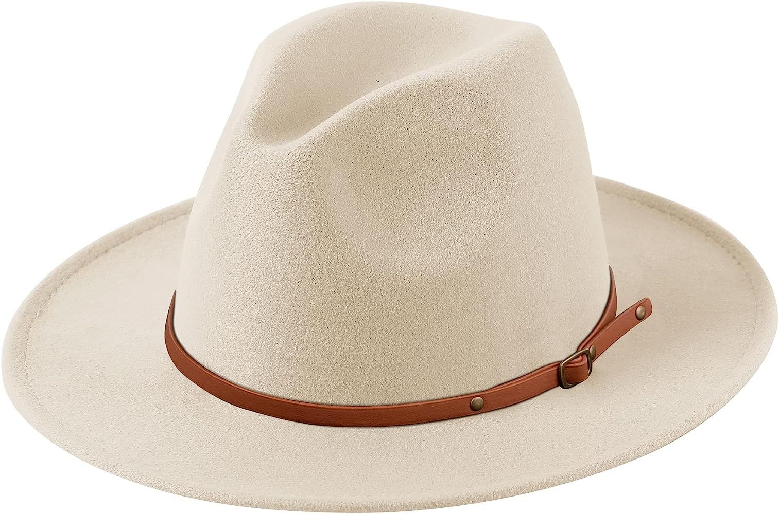 Lanzom Women Lady Retro Wide Brim Floppy Panama Hat Belt Buckle Wool Fedora Hat Fit Size 6 8/7-7 ... | Amazon (US)