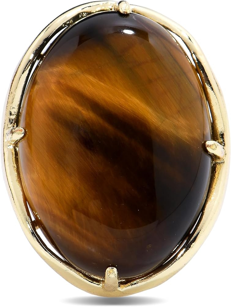 Natural Stone Adjustable Finger Rings Semi Precious Oval Shaped Gemstone Jewelry For Women Annive... | Amazon (US)