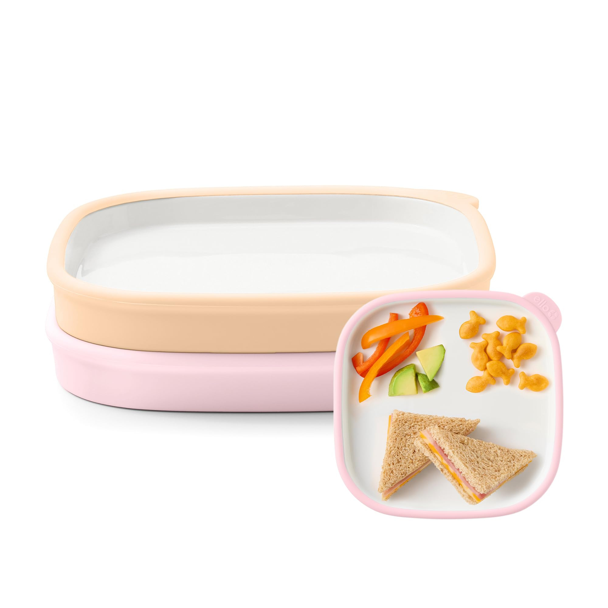 Ello Clean Start Toddler Everything Plate 2 Pack | BPA-Free Ceramic Plates with Silicone Sleeve for Babies/Toddlers | Microwave/Dishwasher Safe, Plastic-Free, High Chair Friendly | Cashmere Pink/Dune | Amazon (US)