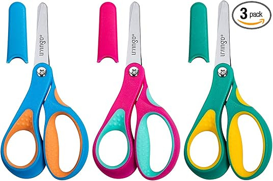 LIVINGO Left Handed Kids Scissors: Blunt Tip Safety Lefty Toddler Child Scissors for School Craft... | Amazon (US)