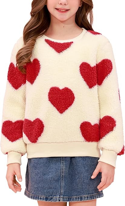BesserBay Girls Winter Warm Fuzzy Sweater Cozy Sherpa Fleece Soft Pullover Sweatshirt 6-14 Years | Amazon (US)