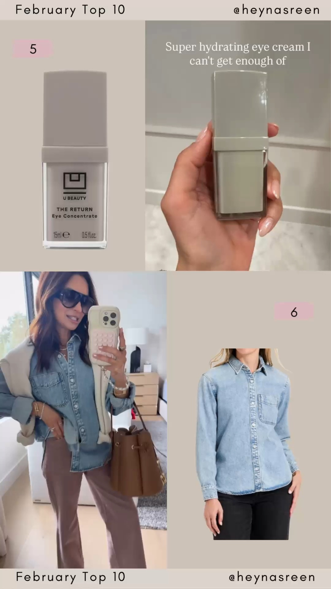 February Top 10:
#5: U Beauty eye cream
#6: Target denim shirt 