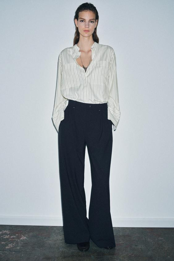 ZW COLLECTION PLEATED WIDE-LEG TROUSERS | Zara UK