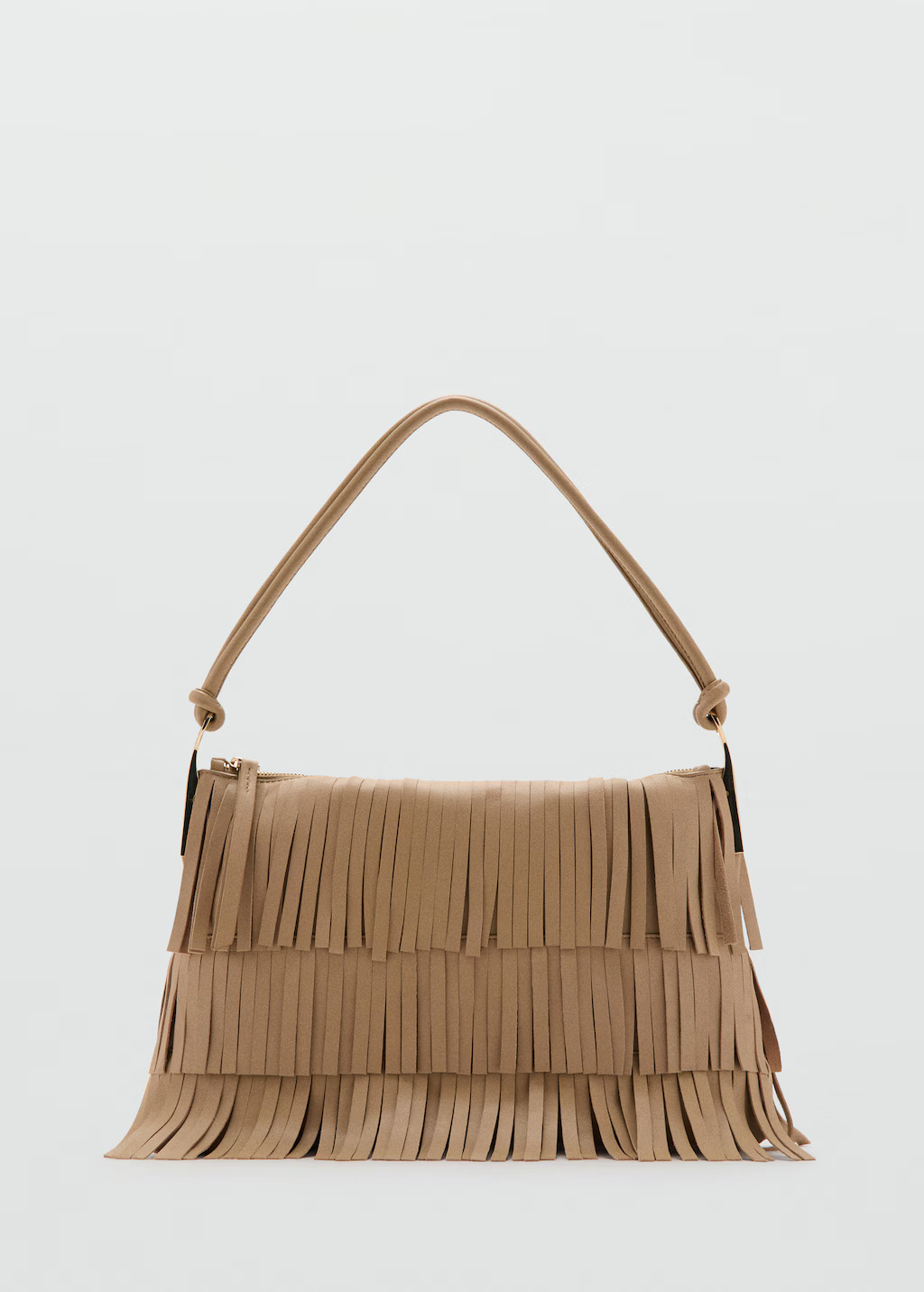 Grand sac porté épaule cuir à franges - Femme | MANGO France métropolitaine | Mango EU