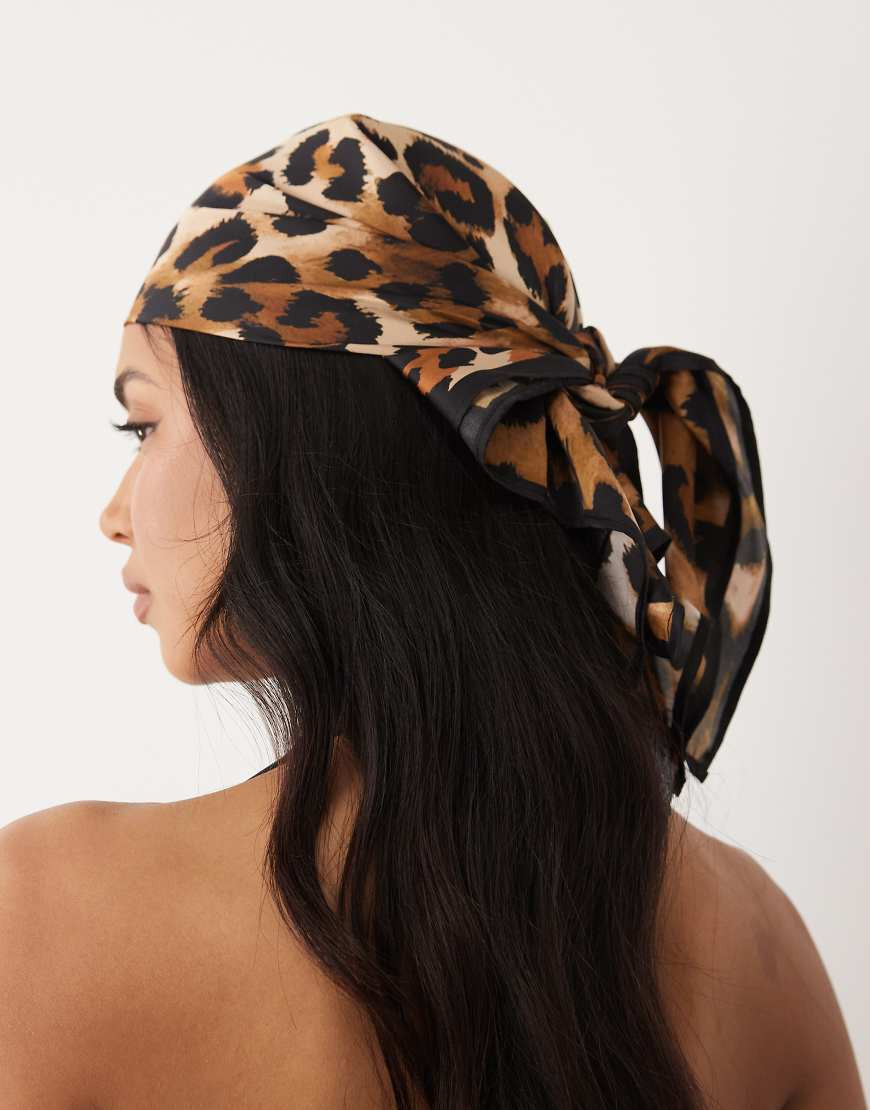 ASOS DESIGN medium headscarf in leopard print-Multi | ASOS (Global)