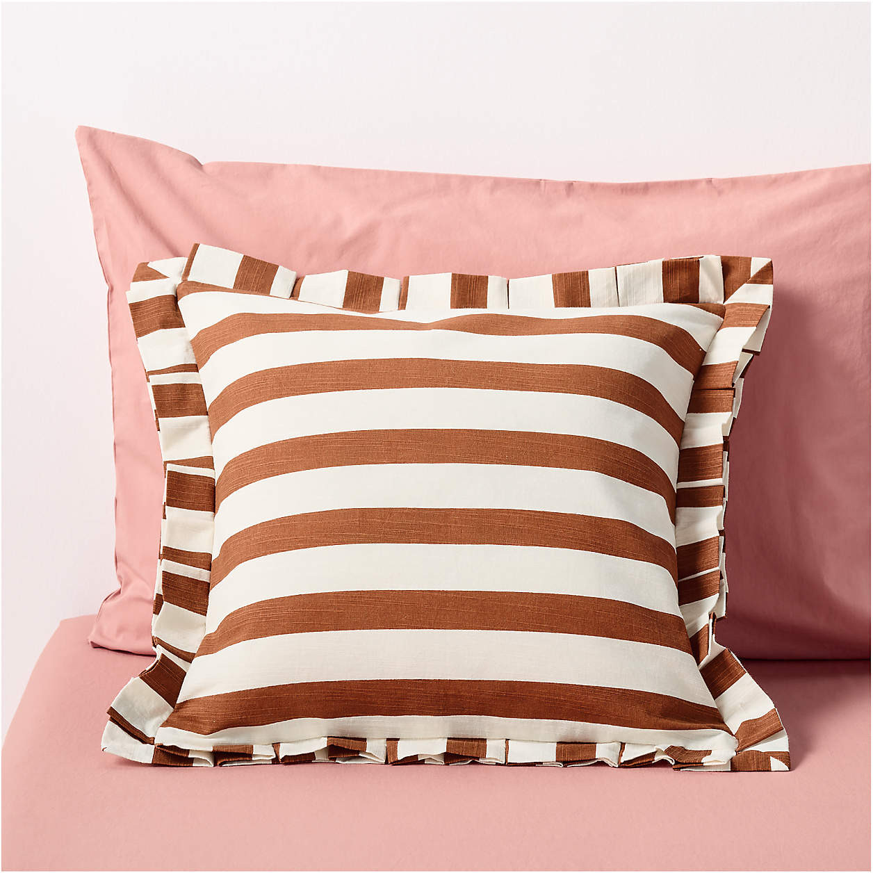 Pleated Red Stripe Kids Throw Pillow by Sharland England | Crate & Kids | Crate & Barrel