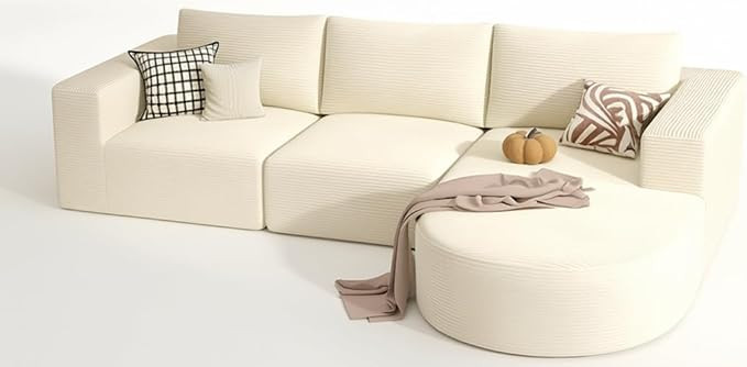 Boneless Couch L-Shaped,104" Couches for Living Room with Curved Chaise,Modular Sectional Sofa wi... | Amazon (US)