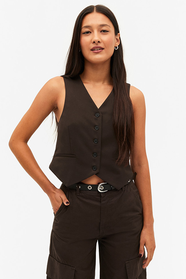 Brown suiting vest | Monki