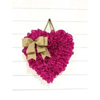 Pink Burlap Heart Wreath Valentine's Day Door Decor | Etsy (US)