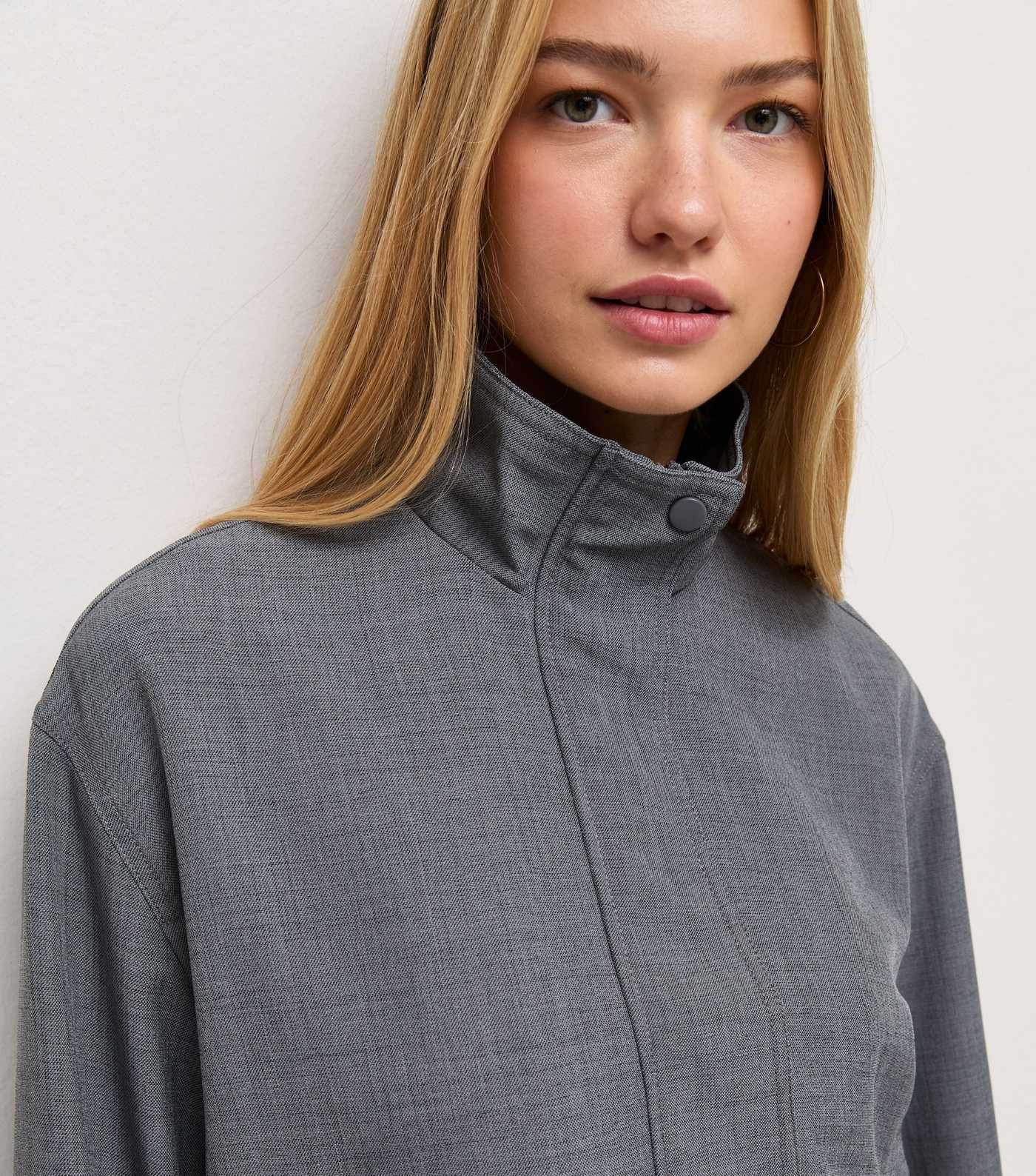 Grey High Neck Bubble Hem Jacket | New Look | New Look (UK)