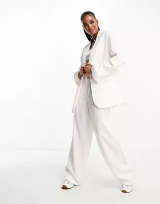 Monki Co-Ord Blazer and Wide Leg Trouser in White | ASOS (Global)