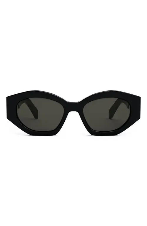 CELINE Triomphe 54mm Cat Eye Sunglasses in Shiny Black /Smoke at Nordstrom | Nordstrom