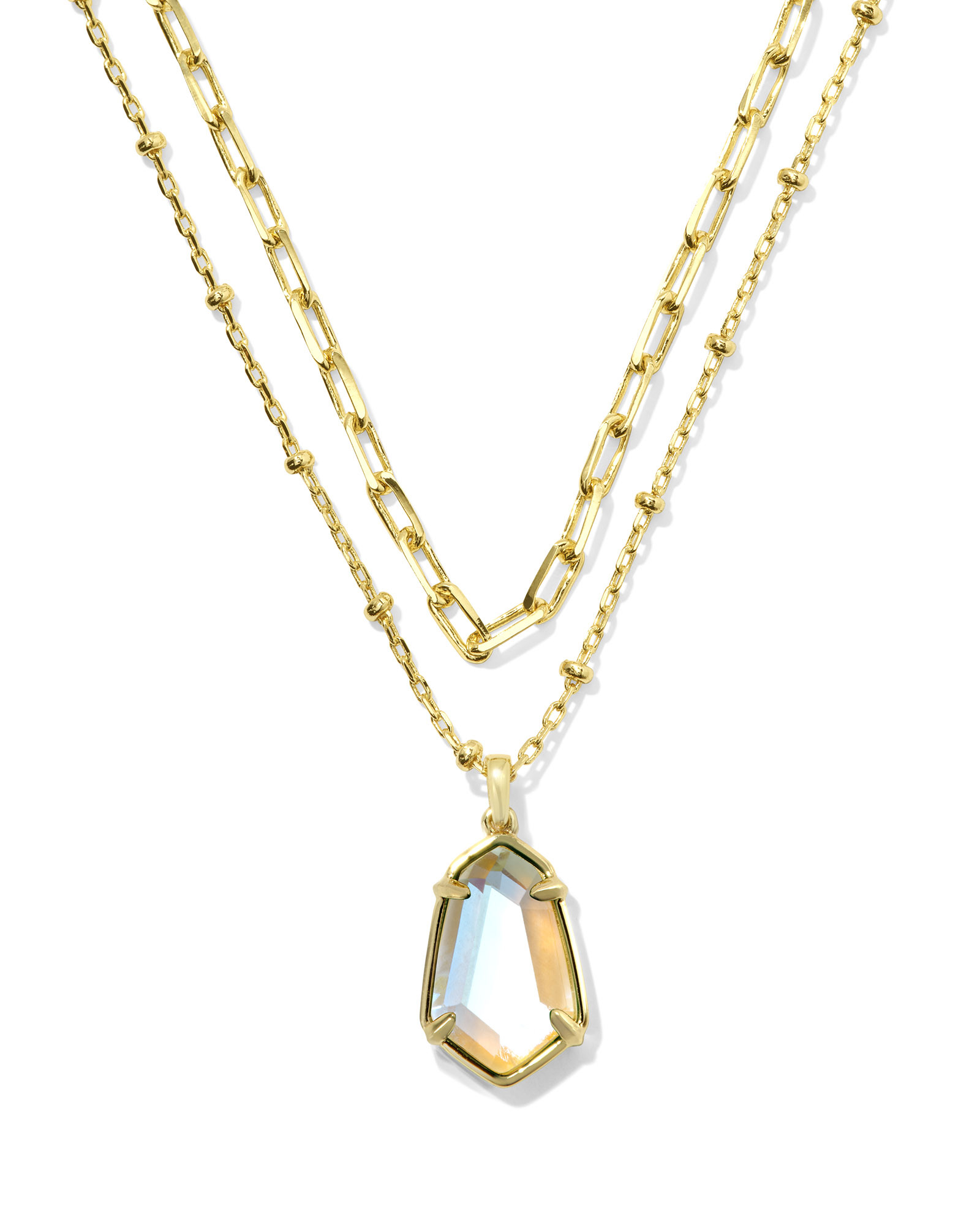 Alexandria Gold Satellite Multi Strand Necklace in Dichroic Glass | Kendra Scott