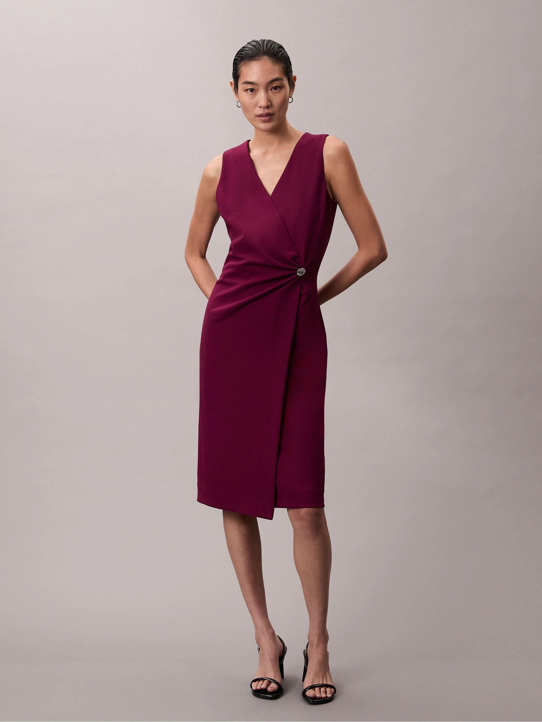 Calvin Klein Calvin Klein Red Smooth Stretch Fit and Flare Sleeveless Dress | Next US