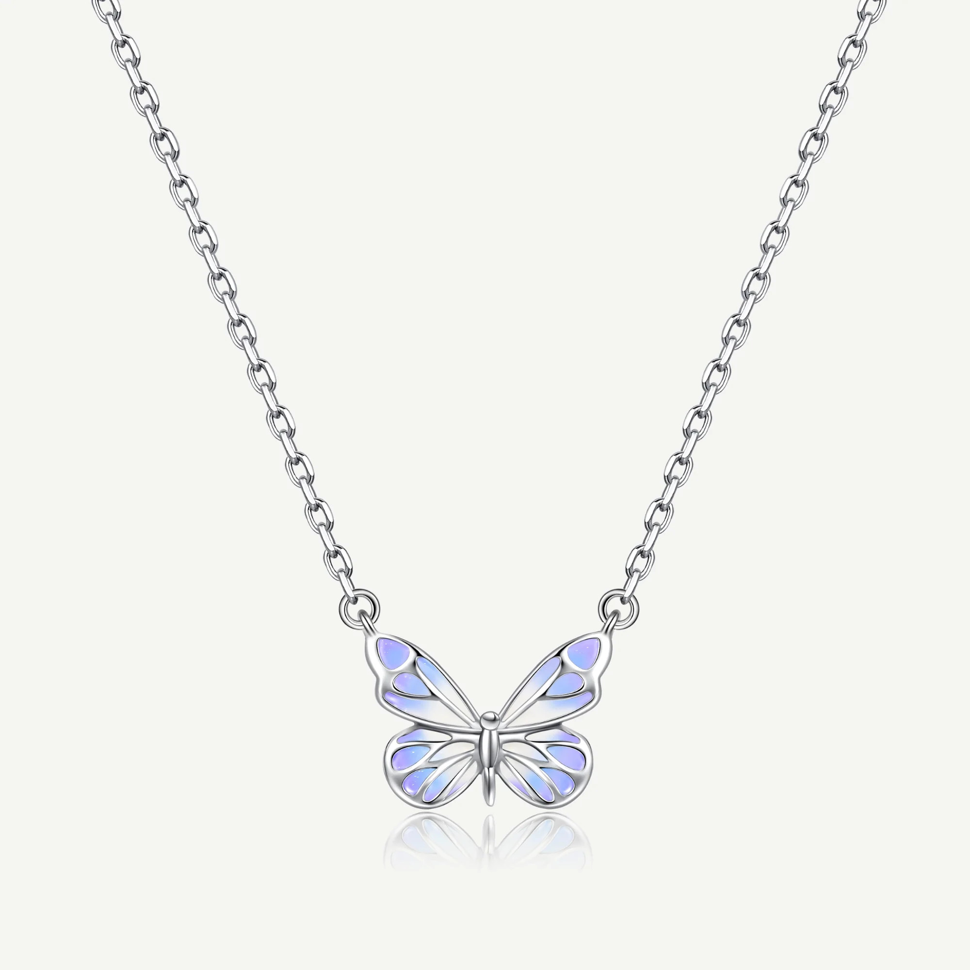 FANCIME "Starlight Butterfly" Luminous Enamel Sterling Silver Necklace | FANCI ME
