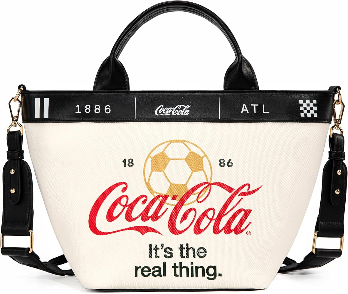 Montana West Coca-Cola Tote Bag for Women Soccer Style Hobo Bag Canvas Handbag with Detachable Cr... | Amazon (US)