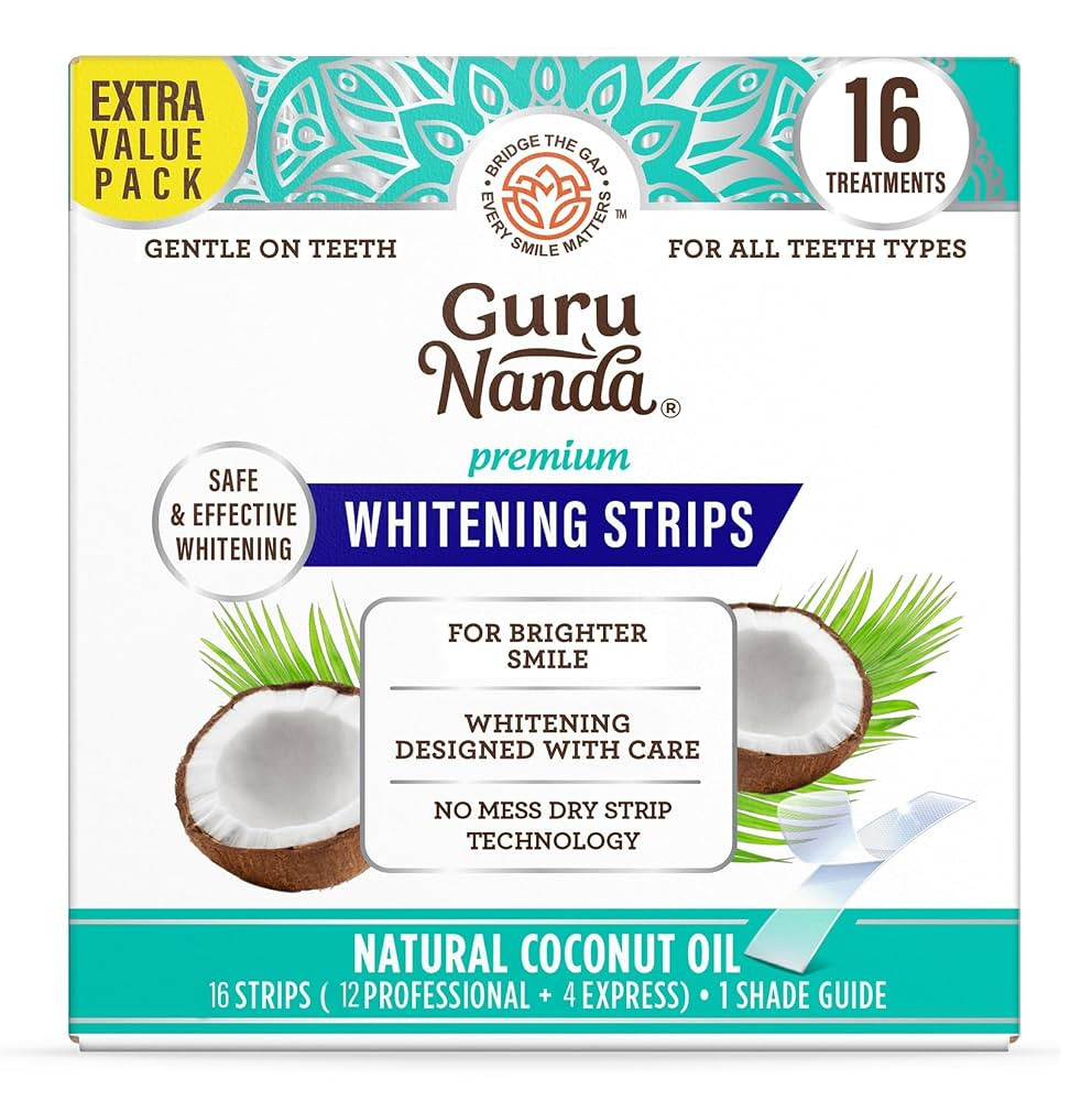 GuruNanda Teeth Whitening Strips - 16-Day Treatment with Non-Slip, Dry Strip Technology - Whiteni... | Amazon (US)