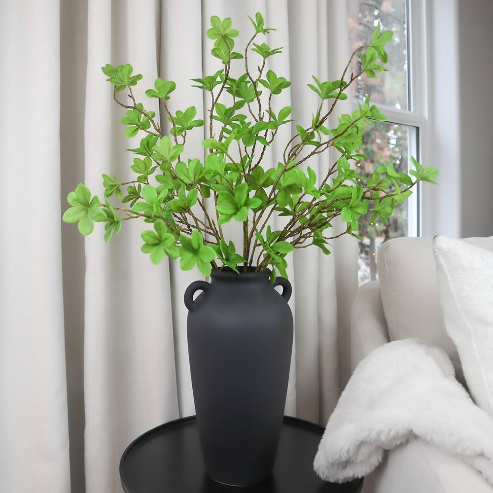 Laurel&Vine 11.5" Tall Black Ceramic Vase, Textured Minimalist Jug with 5 Stems of 25" Faux Artif... | Amazon (US)