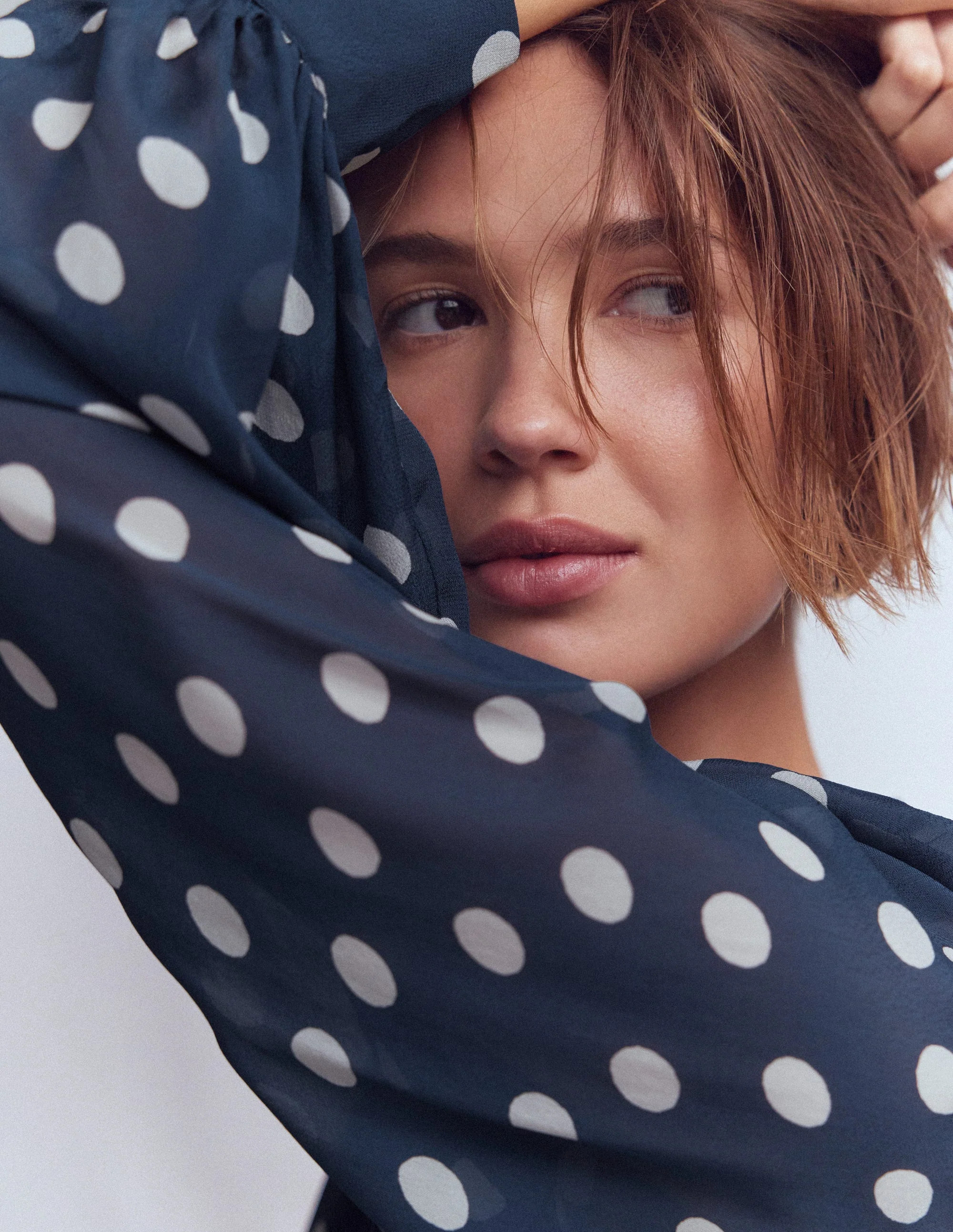 High Neck Occasion Dress-French Navy, Painted Dot | Boden (US)