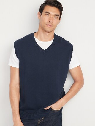 Oversized V-Neck Sweater Vest for Men | Old Navy (US)