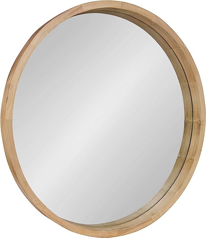 Kate and Laurel Hutton Round Decorative Large Modern Wood Frame Wall Mirror, 30 Inch Diameter, Na... | Amazon (US)