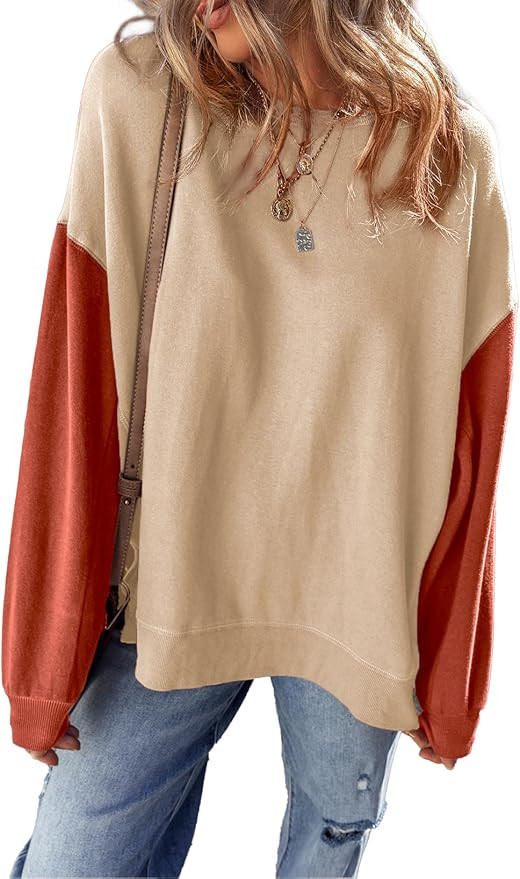 SHEWIN Sweatshirt for Women Casual Long Sleeve Crewneck Lightweight Pullover Tops Loose Sweatshir... | Amazon (US)